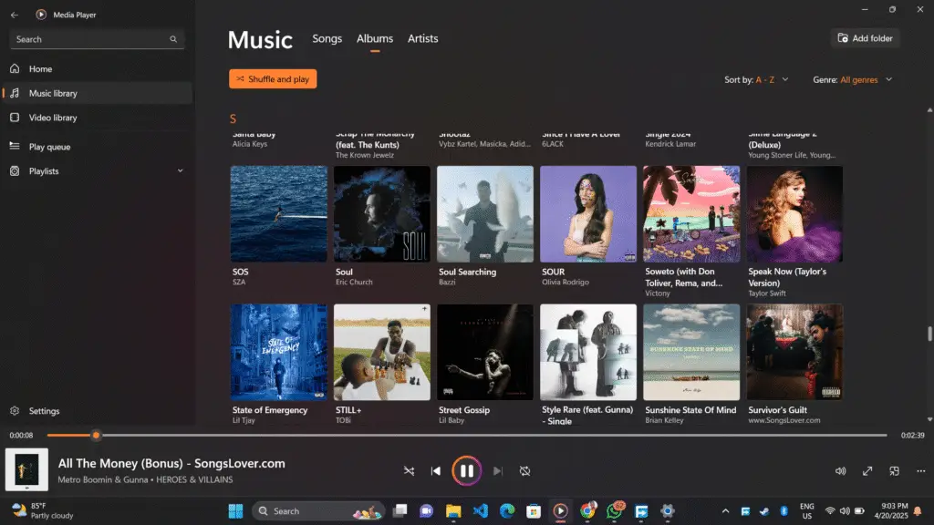 photo of offline music catalogue